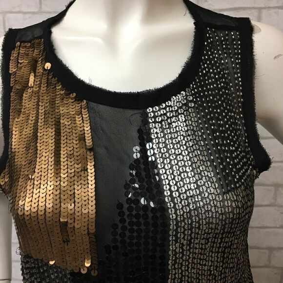 ‎Nicole Miller black/gold sequin top -- S - Picture 5 of 8